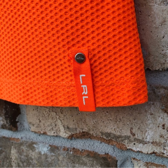 Lauren Ralph Lauren Honeycomb Half Zipper Neon Orange / White Long Sleeve Top  L - Picture 4 of 13